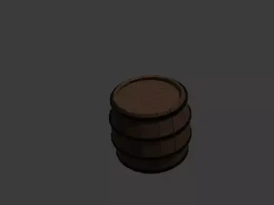 wooden barrel lowpoly 01 Low-poly 3D model