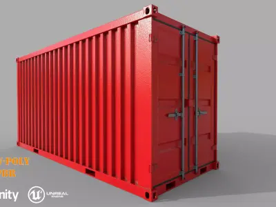 Red Shipping Container PBR Low-Poly Game Ready 3D model Low-poly 3D model