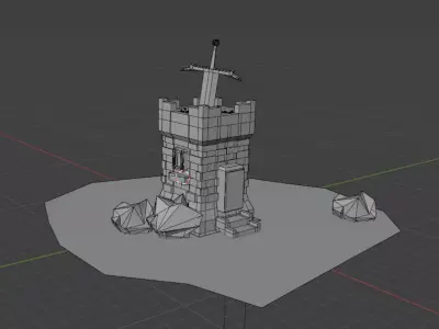 Stylized Medieval Tower 3D Architectural Model Low-poly 3D model