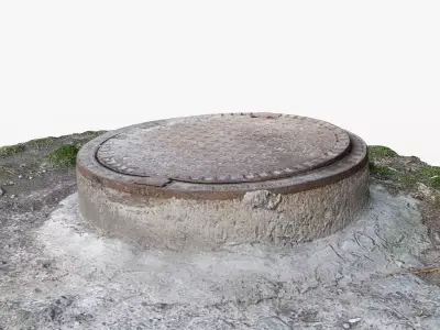 Photorealistic 3D scan of manhole Hatch cover Sewer Manhole Low-poly 3D model