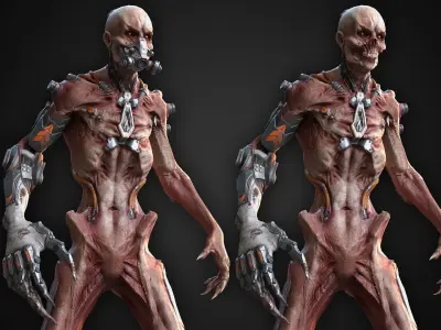 Cyber Zombie Low-poly 3D model