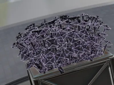 City Flower Pot with Violet Flowers - Object 4 Low-poly 3D model