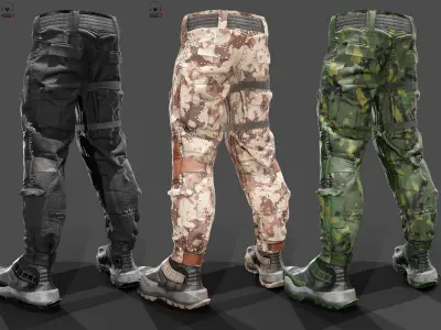 Tactical pants Low-poly 3D model