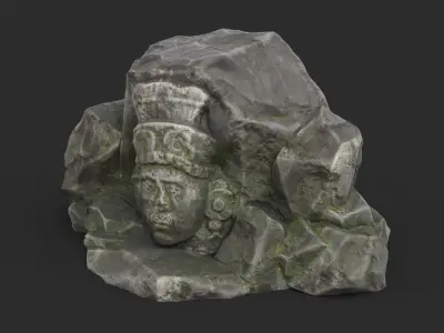 Rock Maya 1003 - Grey Jagged Stone Low-poly 3D model