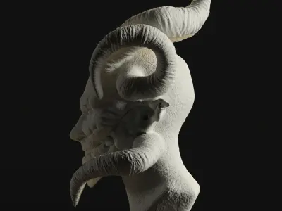 Devil statue of demon with horns 3D print model
