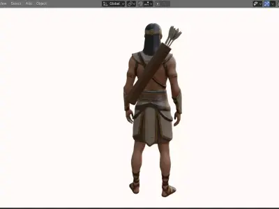 Ancient Egyptian Archer Game Ready High  Low Poly   Low-poly 3D model