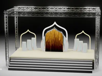 Islamic Event Stage 3D Model with Lighting Low-poly 3D model