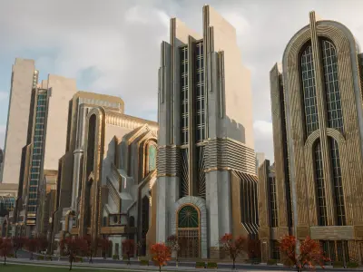 FANTASY ART DECO ARCHITECTURE CLASSIC 05 Low-poly 3D model