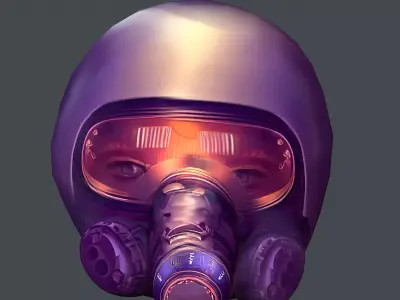 Gas mask helmet scifi Low-poly character art game space  Low-poly 3D model