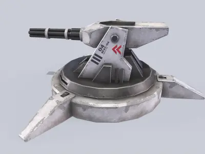Scifi advance turret Low-poly 3D model buy