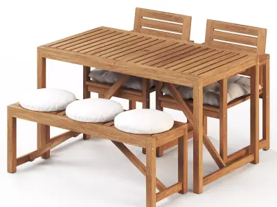 NAMMARO Table 2 chairs and bench IKEA 3D model