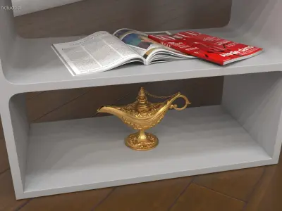  White Display Shelf with Global Souvenirs 