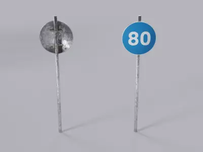 Speed Limit Traffic Signs Low-poly 3D model