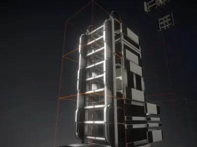 Futuristic Ladder Collection White Plastic Version  Low-poly 3D model