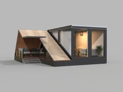 wooden house 3D model 7