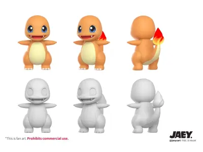 Kanto Starters FREE 3D model Free low-poly 3D model