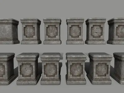 wall set pillars of pillars with shadows Low-poly 3D model