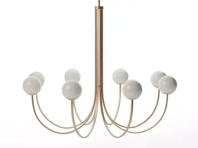 Caroline Wide 8-Light Chandelier - Brushed Gold and Etched Glass Low-poly 3D model