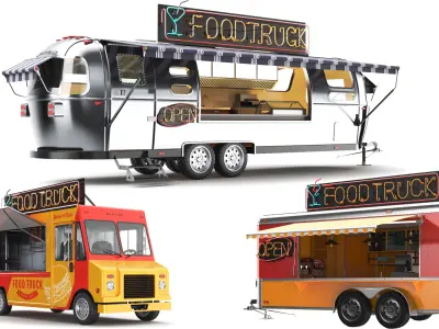  Three Detailed Food Trucks 