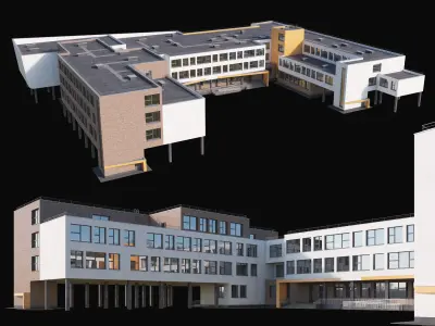 Modern school building 3D model
