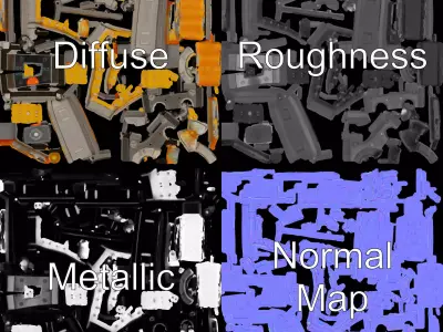 Futuristic Industrial Light with Metal Frame Model Pack Low-poly 3D model