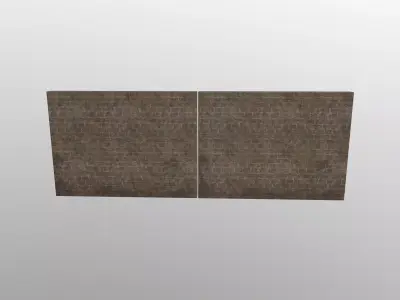3D Modular Brick Wall and Asphalt Floor Set Low-poly 3D model