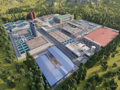 Water treatment plant-Water and Sewage Treatment Plants  3D model