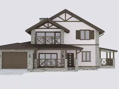 Residential house half-timbered 3D model