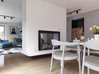 Modern KItchen and living 3D model