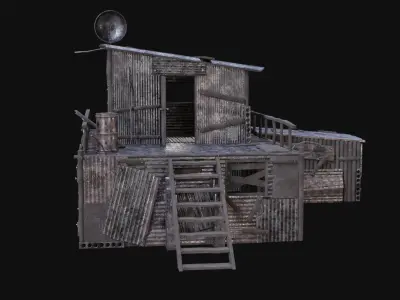 SHELTER POST APO HOUSE HUT IMPROVISED PLATE DEBRIS SURVIVAL AAA Low-poly 3D model