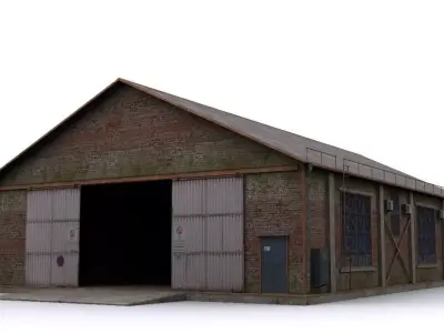 Hangar brick building Low-poly 3D model by sobul
