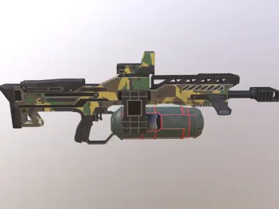 Heavy SCI-FI shotgun low poly game ready model Low-poly 3D model