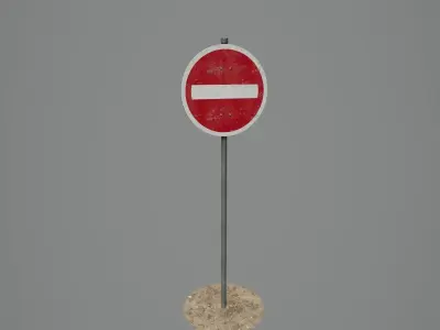 Road Sign 03 - Prohibited Way Low-poly 3D model