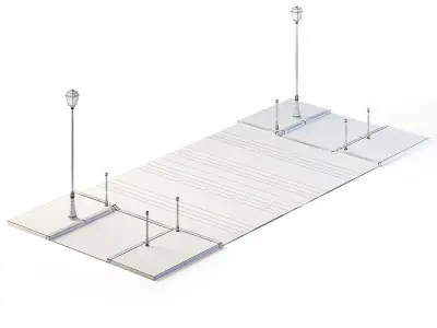 Street Path Set 6m x 14m Low-poly 3D model