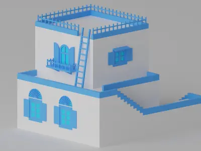Cartoon Greek House 3D model