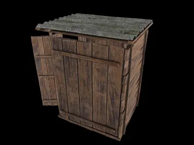 Outdoor Wooden Toilet 2 Low-poly 3D model