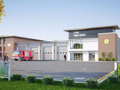 fire station Low-poly 3D model