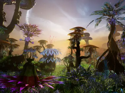 Tropical Alien Jungle - Fantasy Forest Environment - Unreal Low-poly 3D model