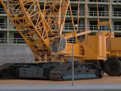  Crawler Crane with Lattice Boom for Construction Rigged for Cinema 4D 