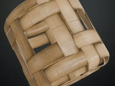 Wide Strip Natural Bamboo Basket Weave PBR Texture