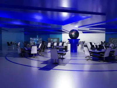 Sci-Fi Command Center Low-poly 3D model