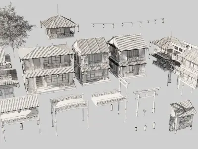 Japanese architecture 3D model