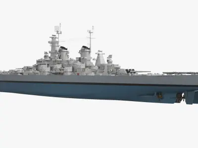  1940s Modernized Naval Battleship at Sea 