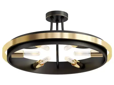 davos light semi-flush mount gold 3D model