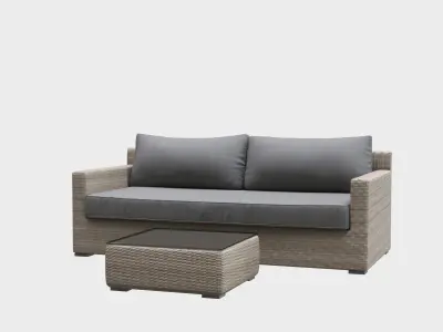 sofa-ourdoor outdoor rattan sofa set Low-poly 3D model