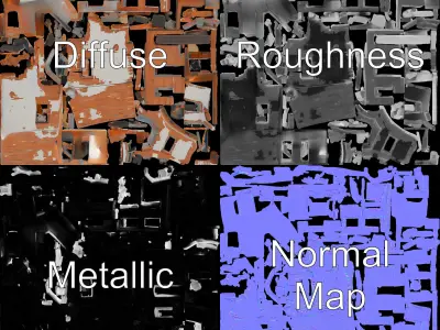 Abandoned Brick Building Model Pack  HighQuality D Environment Low-poly 3D model