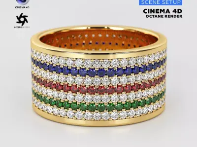 Cinema 4D with Octane Render Scene Setups For Jewelry Rendering 3D model