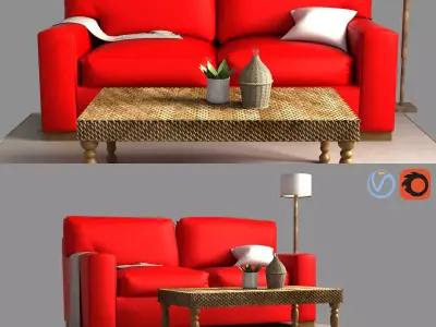 PB Comfort Square Arm Upholstered Sofa 3D model