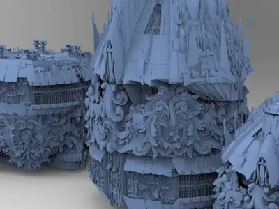 Ocean Cyberpunk Atlantis Deep city tower 3 designs 3D model