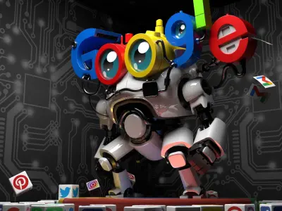 Google App Robot 3D Model Low-poly 3D model